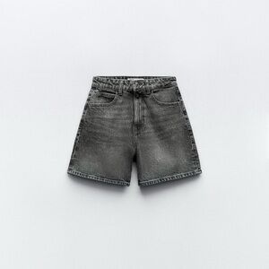 Zara Charcoal Washed Denim Shorts